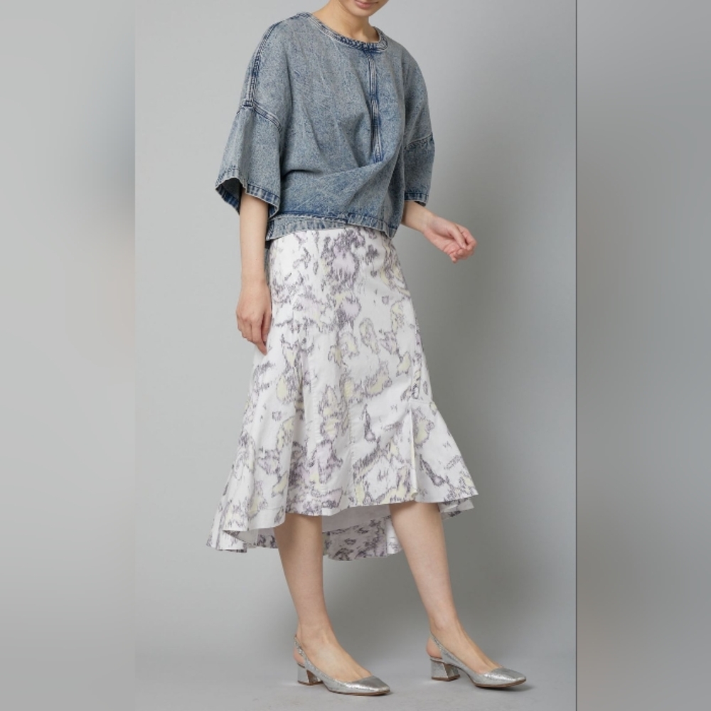 3.1 Phillip Lim Grey White Cotton Asymmetric Skirt 6 New